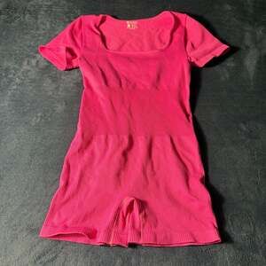 GOQQ Ribbed Romper Size M Pink Short Sleeve Square Neck